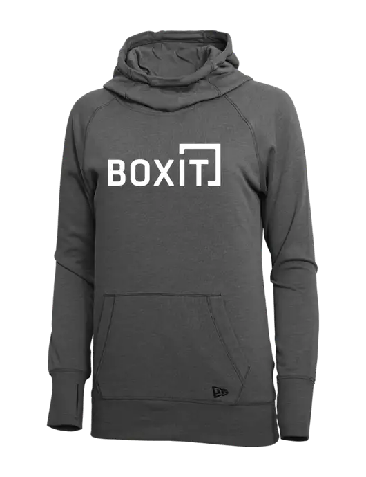 New Era Black Heather Womens Tri-Blend Fleece Pullover Hoodie w/BoxIt logo