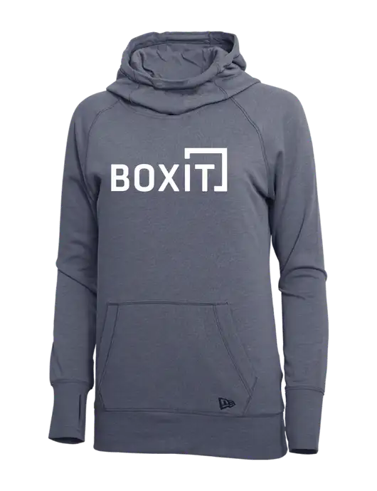 New Era True Navy Heather Womens Tri-Blend Fleece Pullover Hoodie w/BoxIt logo