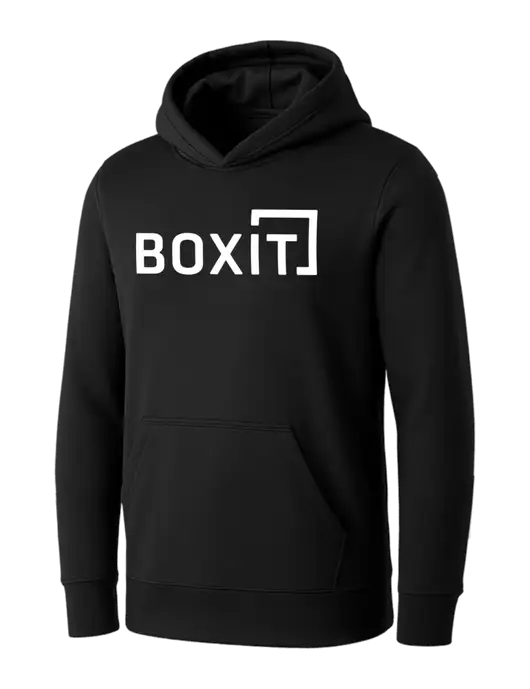 Womens Black Core Fleece Pullover Hooded Sweatshirt w/BoxIt logo
