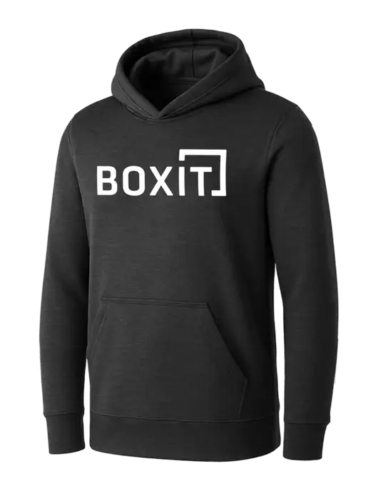 Womens Dark Grey Heather Core Fleece Pullover Hooded Sweatshirt w/BoxIt logo