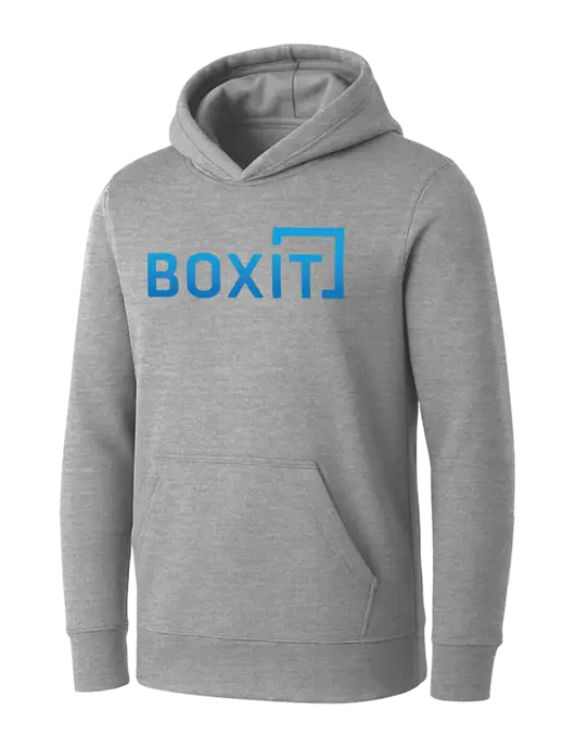 Womens Light Grey Heather Core Fleece Pullover Hooded Sweatshirt w/BoxIt logo