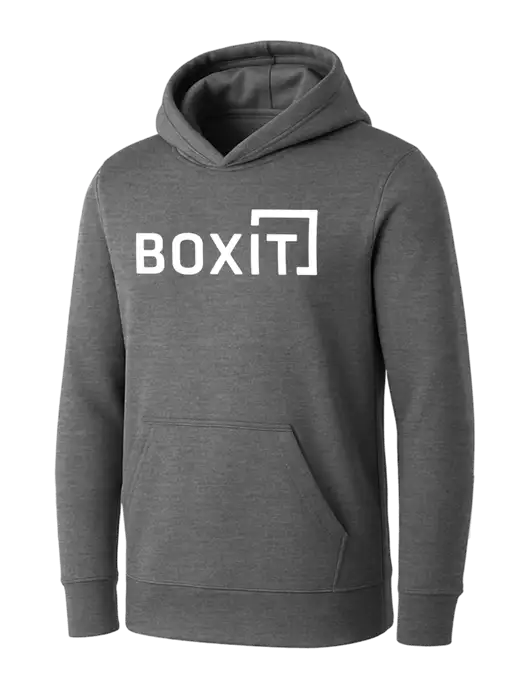 Womens Medium Grey Heather Core Fleece Pullover Hooded Sweatshirt w/BoxIt logo