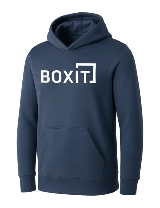 Womens Navy Core Fleece Pullover Hooded Sweatshirt w/BoxIt logo