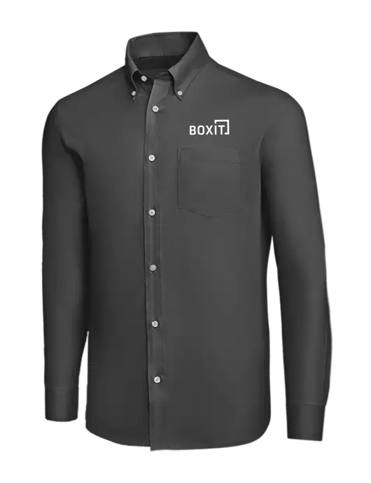 Brooks Brothers Dark Grey Wrinkle-Free Stretch Nailhead Shirt w/BoxIt logo