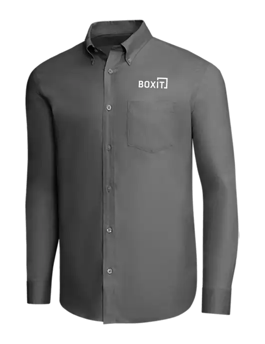 Brooks Brothers Dark Grey Wrinkle-Free Stretch Pinpoint Shirt w/BoxIt logo