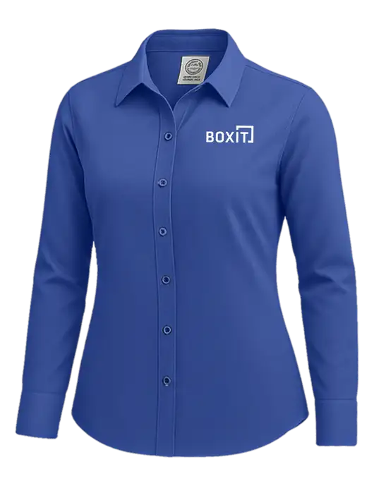 Brooks Brothers Womens Royal Blue Wrinkle-Free Stretch Nailhead Shirt w/BoxIt logo
