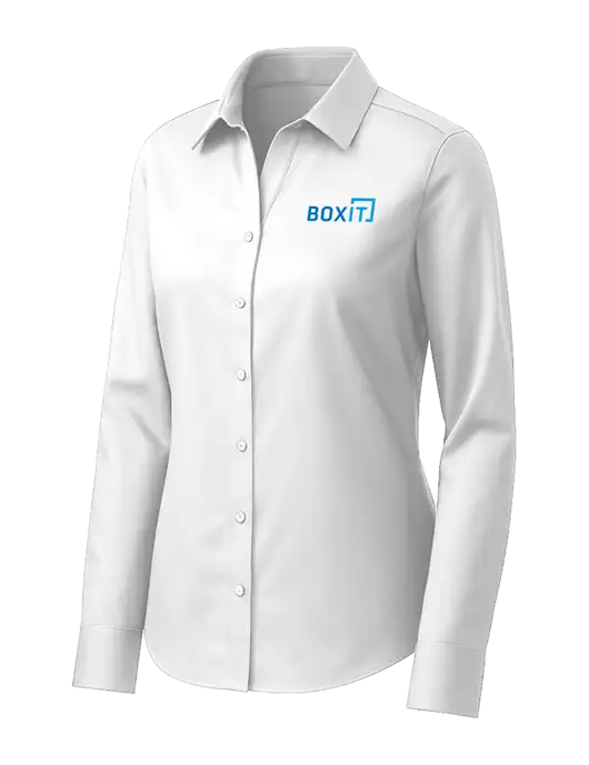 Brooks Brothers Womens White Wrinkle-Free Stretch Pinpoint Shirt w/BoxIt logo