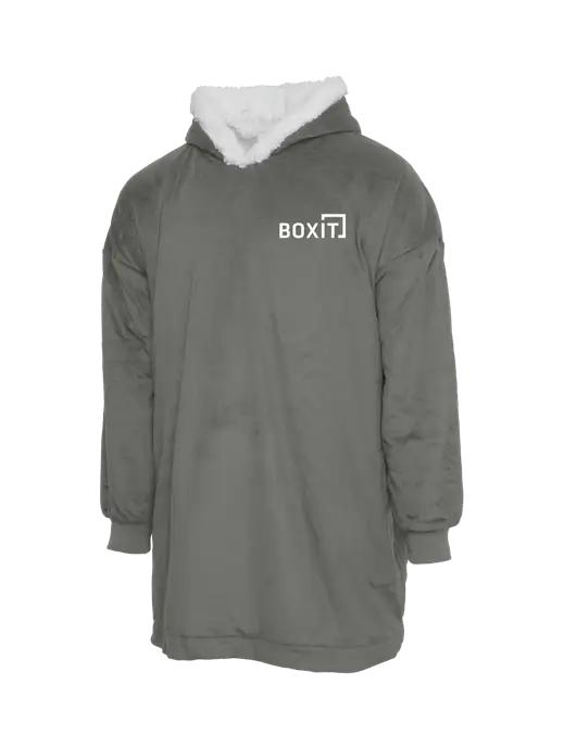 Wearable Lodge Medium Grey Blanket w/BoxIt logo