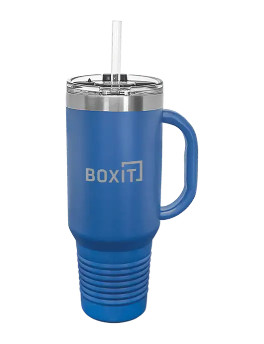 Polar Camel 40 oz. Powder Coated Vacuum Insulated Royal Travel Mug with Straw w/BoxIt logo